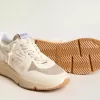 Running Sole pour homme en cuir nappa avec étoile en cuir beige et languette rouge au talon