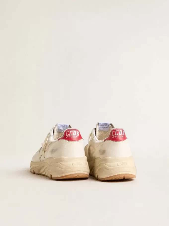 Running Sole pour homme en cuir nappa avec étoile en cuir beige et languette rouge au talon