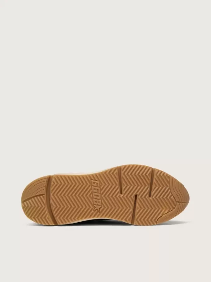 Running Sole pour homme en cuir nappa bleu foncé et nylon noir avec une étoile argentée Running Sole pour homme en cuir nappa bleu foncé et nylon noir avec une étoile argentée