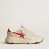 Running Sole pour homme en cuir nappa gris avec étoile et languette au talon en cuir nappa rouge