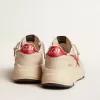 Running Sole pour homme en cuir nappa gris avec étoile et languette au talon en cuir nappa rouge