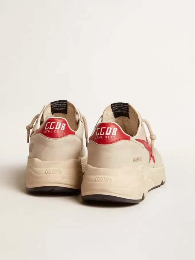 Running Sole pour homme en cuir nappa gris avec étoile et languette au talon en cuir nappa rouge