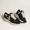 Running Sole pour homme en cuir nappa noir et daim avec une étoile blanche Running Sole pour homme en cuir nappa noir et daim avec une étoile blanche