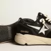 Running Sole pour homme en cuir nappa noir et daim avec une étoile blanche Running Sole pour homme en cuir nappa noir et daim avec une étoile blanche