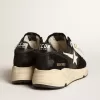 Running Sole pour homme en cuir nappa noir et daim avec une étoile blanche Running Sole pour homme en cuir nappa noir et daim avec une étoile blanche