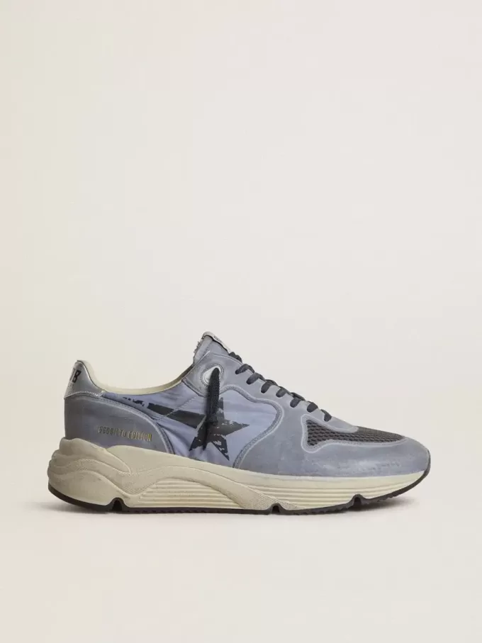 Running Sole pour homme en nylon bleu clair et nubuck avec étoile noire