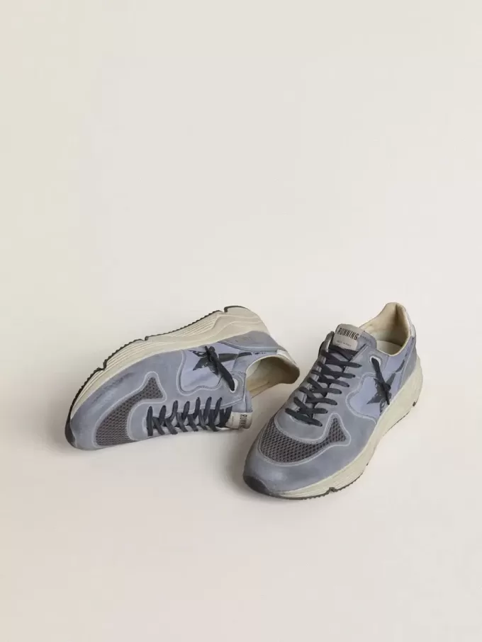 Running Sole pour homme en nylon bleu clair et nubuck avec étoile noire