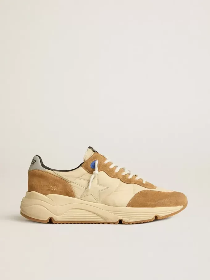 Running Sole pour homme en nylon ivoire et daim tabac