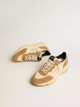Running Sole pour homme en nylon ivoire et daim tabac