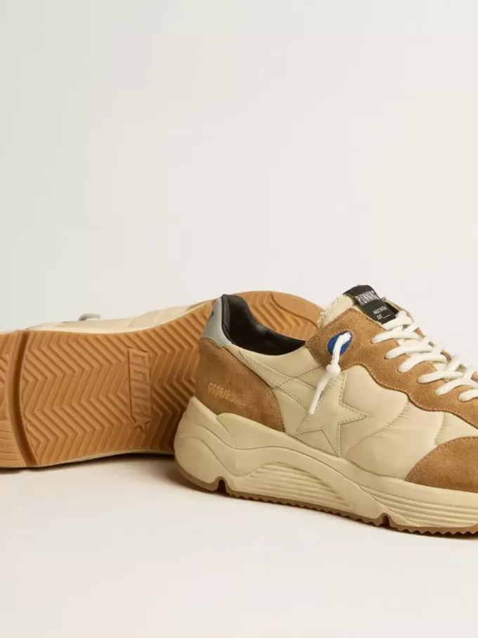 Running Sole pour homme en nylon ivoire et daim tabac