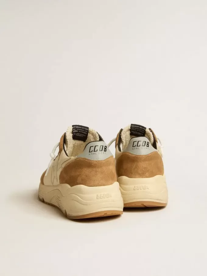 Running Sole pour homme en nylon ivoire et daim tabac