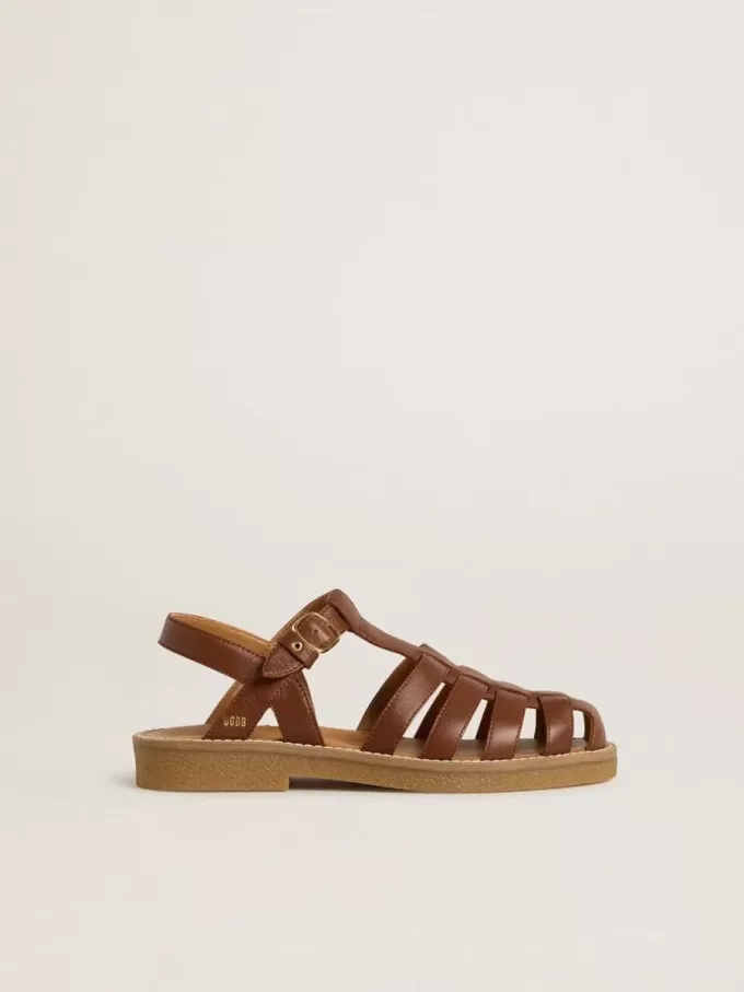 Sandales Maxime Young en cuir marron Sandales Maxime Young en cuir marron