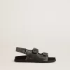 Sandales Noa Junior en cuir noir vieilli Sandales Noa Junior en cuir noir vieilli