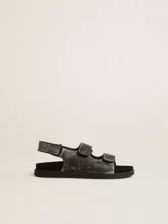 Sandales Noa Junior en cuir noir vieilli