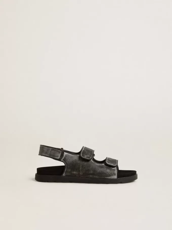 Sandales Noa Junior en cuir noir vieilli Sandales Noa Junior en cuir noir vieilli
