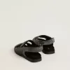 Sandales Noa Junior en cuir noir vieilli Sandales Noa Junior en cuir noir vieilli