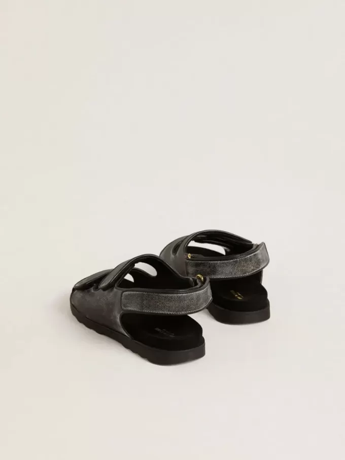 Sandales Noa Junior en cuir noir vieilli Sandales Noa Junior en cuir noir vieilli