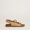 Sandales Noa pour enfants en raphia beige et cuir marron