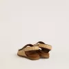 Sandales Noa pour enfants en raphia beige et cuir marron