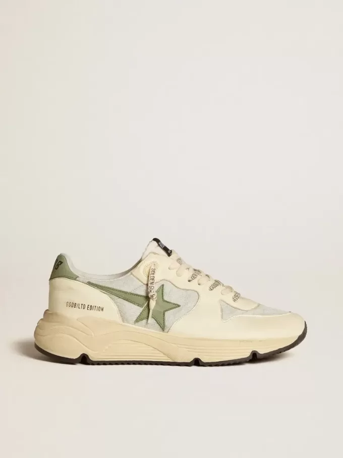 Semelle de course pour homme LTD en nylon et nappa avec étoile en nubuck et languette au talon