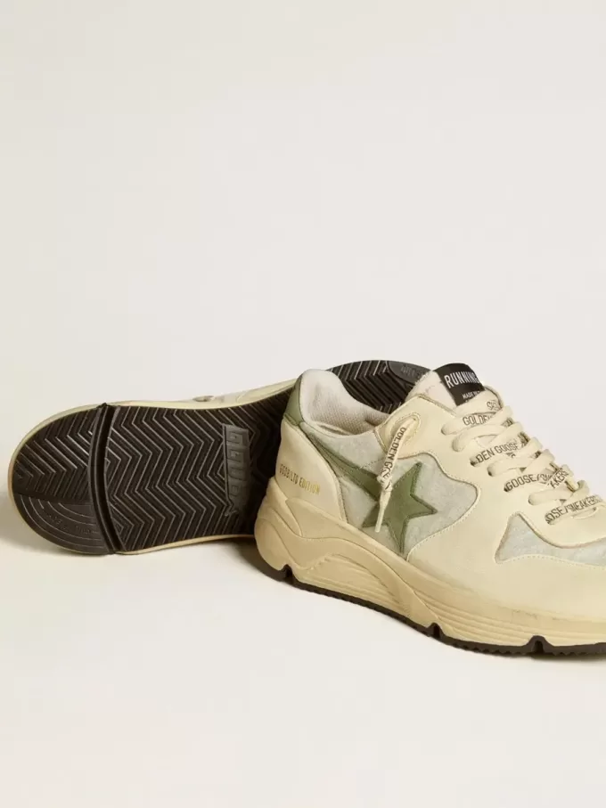 Semelle de course pour homme LTD en nylon et nappa avec étoile en nubuck et languette au talon