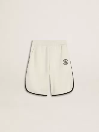 Short blanc pour garçon avec logo brodé