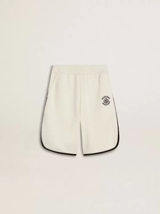 Short blanc pour garçon avec logo brodé