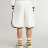 Short blanc pour garçon avec logo brodé