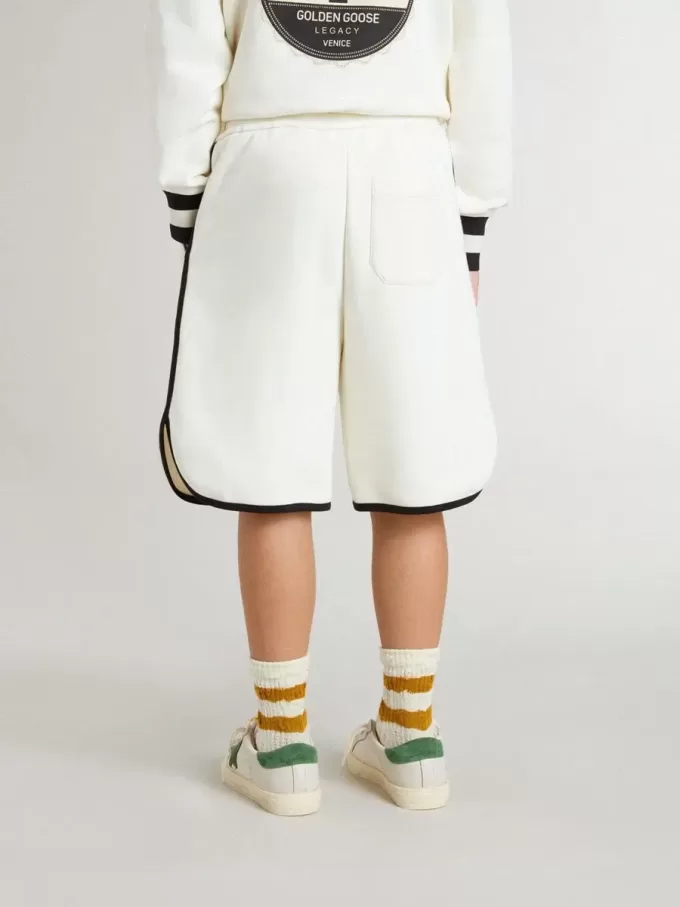 Short blanc pour garçon avec logo brodé