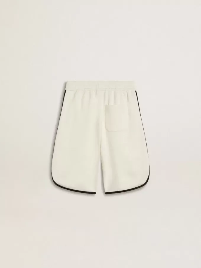 Short blanc pour garçon avec logo brodé