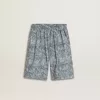 Short bleu pour garçon avec imprimé blanc