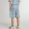 Short bleu pour garçon avec imprimé blanc