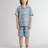Short bleu pour garçon avec imprimé blanc