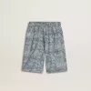 Short bleu pour garçon avec imprimé blanc