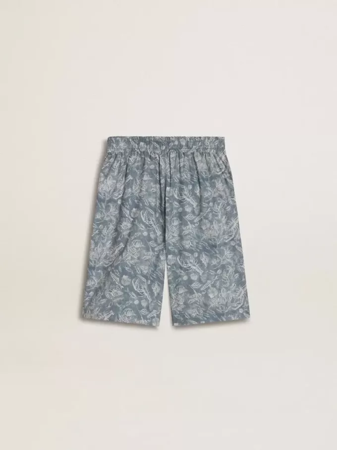 Short bleu pour garçon avec imprimé blanc