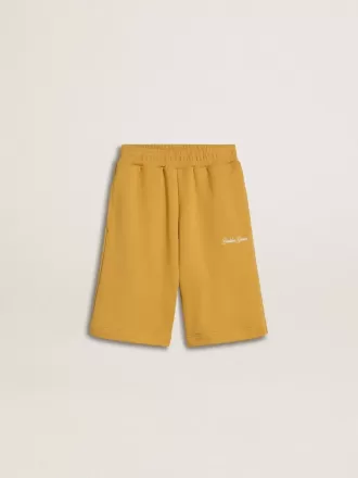 Short de jogging pour enfant jaune ocre avec broderie