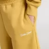 Short de jogging pour enfant jaune ocre avec broderie