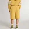 Short de jogging pour enfant jaune ocre avec broderie