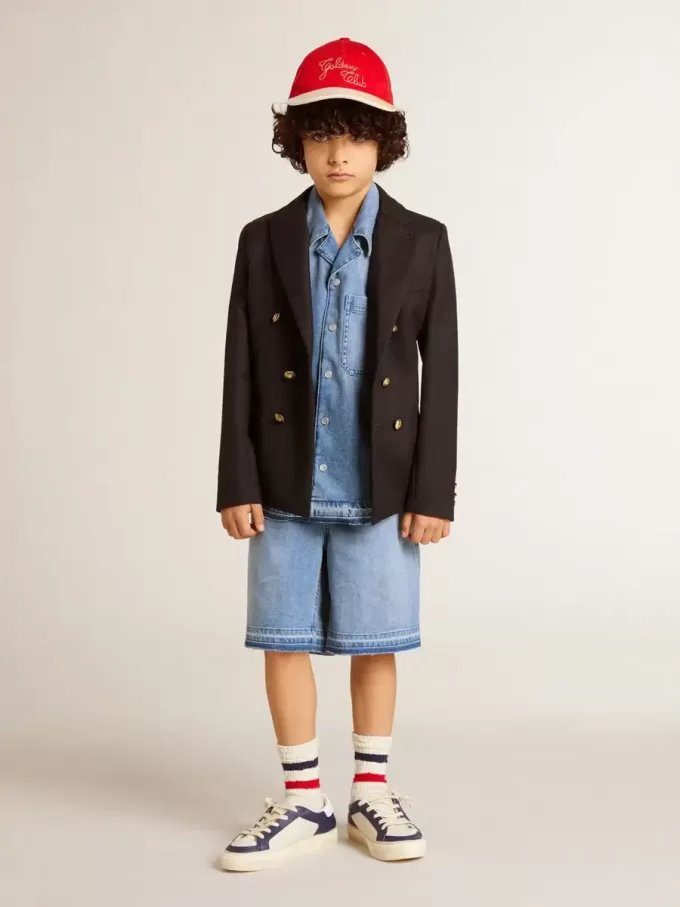 Short en denim pour enfant avec broderie à l&rsquo;arrière