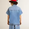 Short en denim pour enfant avec broderie à l&rsquo;arrière