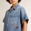 Short en denim pour enfant avec broderie à l&rsquo;arrière