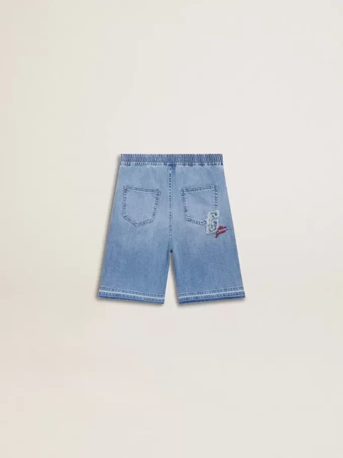 Short en denim pour enfant avec broderie à l&rsquo;arrière