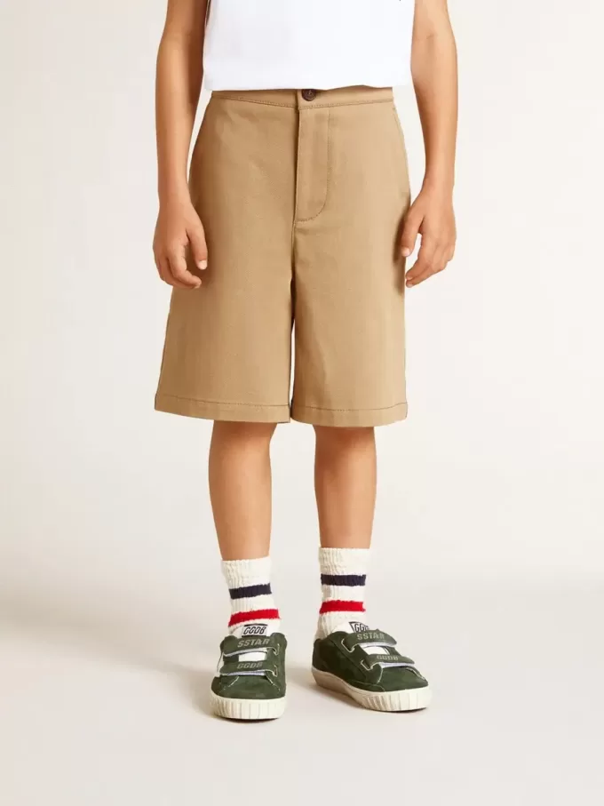 Short pour garçon en coton beige