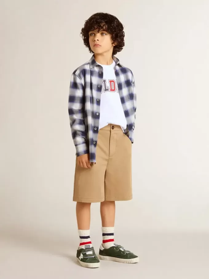 Short pour garçon en coton beige