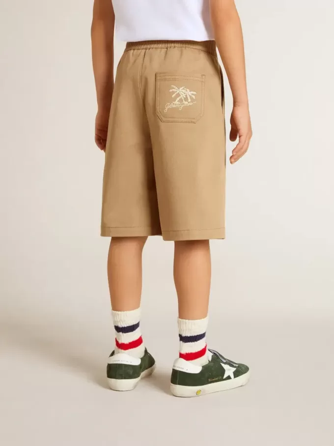 Short pour garçon en coton beige