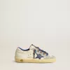 Super-Star Junior avec étoile en cuir bleu et empiècements en daim gris glacé