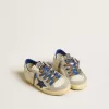 Super-Star Junior avec étoile en cuir bleu et empiècements en daim gris glacé