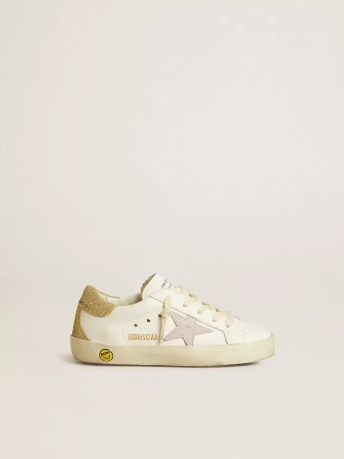 Super-Star Junior avec étoile en cuir lilas et talon à paillettes
