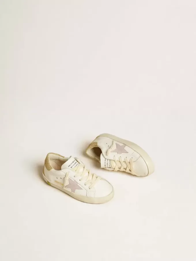 Super-Star Junior avec étoile en cuir lilas et talon à paillettes