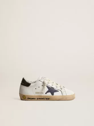Super-Star Junior en cuir nappa avec étoile imprimée et languette noire au talon Super-Star Junior en cuir nappa avec étoile imprimée et languette noire au talon
